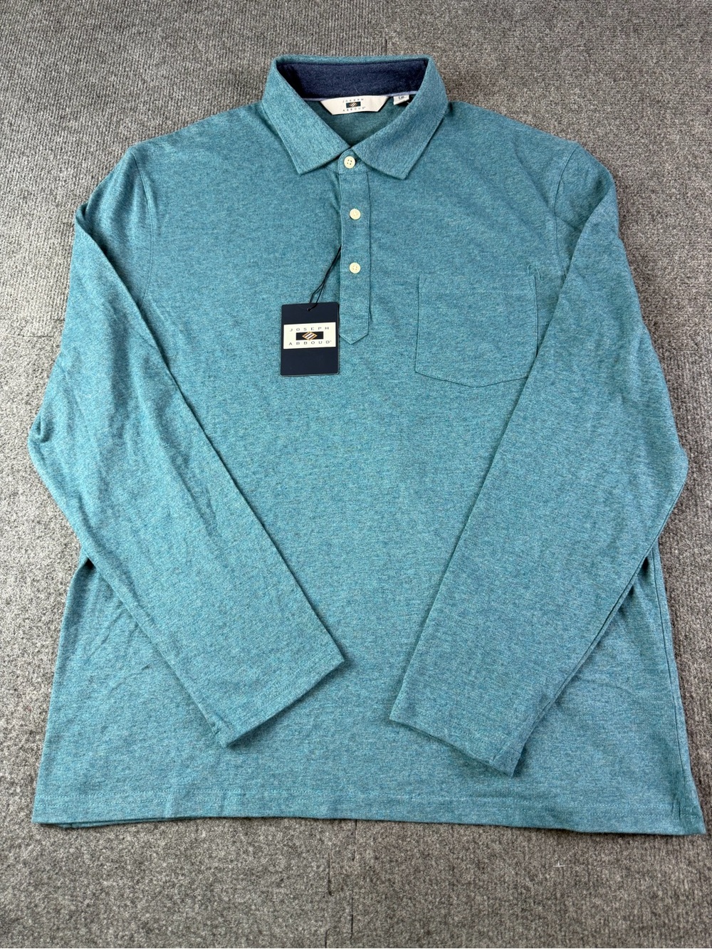 Joseph Abboud Mens Cotton Blend Long Sleeve Polo Shirt Size L Grayish Blue NWT - Picture 2 of 9